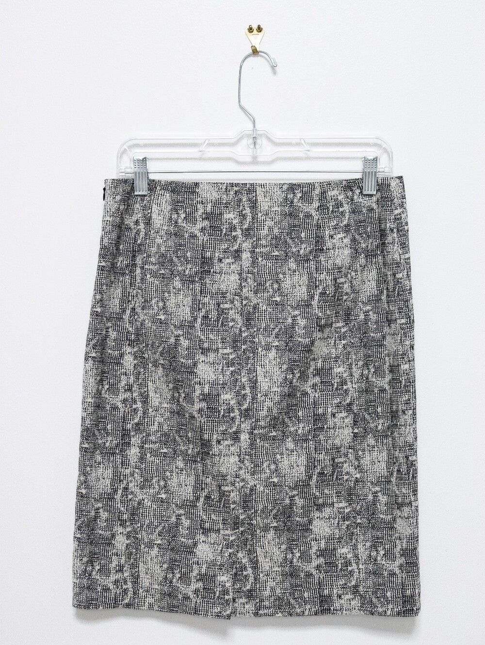 MM Lafleur Noho Pencil Skirt Crackle Black Ivory Knee Length Sz 4 Office Capsule - Picture 6 of 10